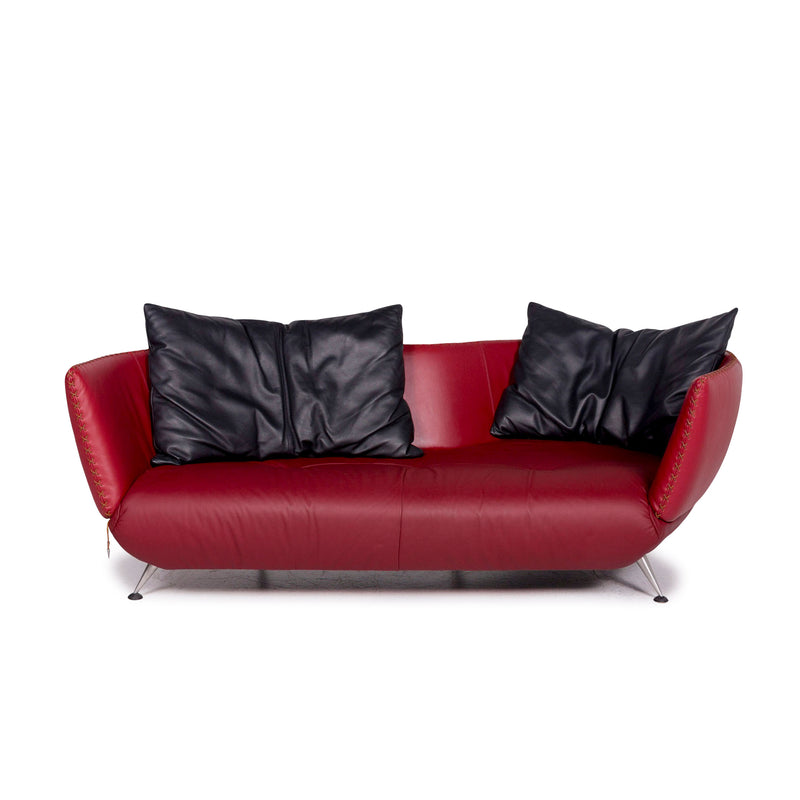 de Sede DS 102 Leder Sofa Rot Weinrot Dreisitzer Couch 