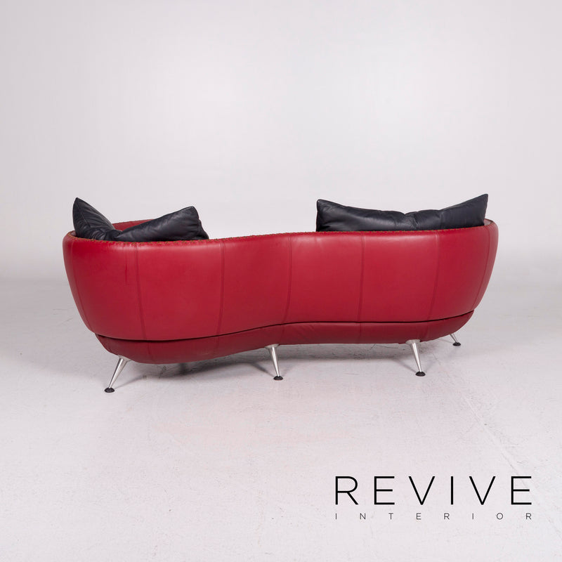 de Sede DS 102 Leder Sofa Rot Weinrot Dreisitzer Couch 