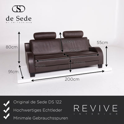 de Sede DS 122 Leder Sofa Braun Dunkelbraun Zweisitzer Couch #11001