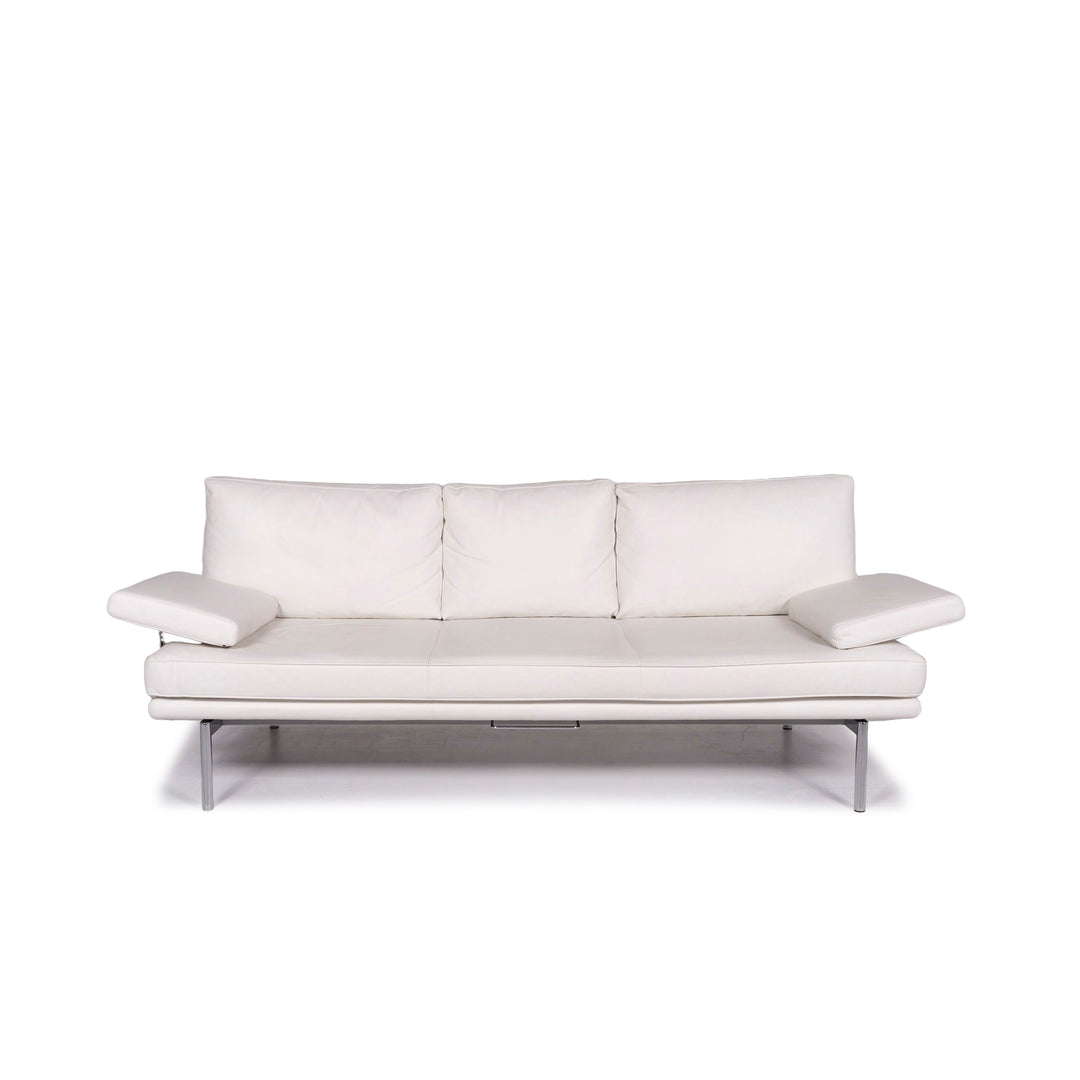Walter Knoll Living Platform Leder Sofa Weiß Dreisitzer Funktion Couch #11379