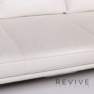 Walter Knoll Living Platform Leder Sofa Weiß Dreisitzer Funktion Couch #11379