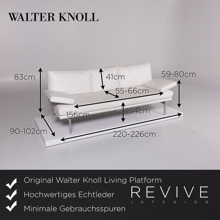 Walter Knoll Living Platform Leather Sofa White Three Seater Function Couch #11379
