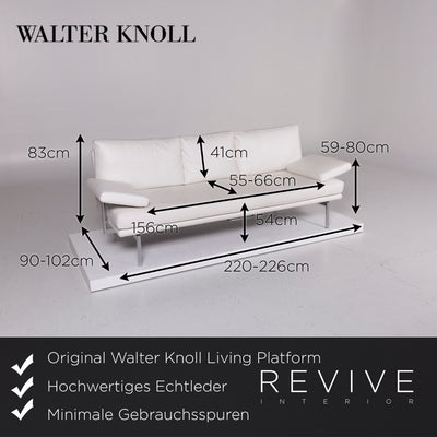 Walter Knoll Living Platform Leder Sofa Weiß Dreisitzer Funktion Couch #11379