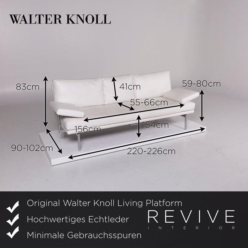 Walter Knoll Living Platform Leder Sofa Weiß Dreisitzer Funktion Couch 