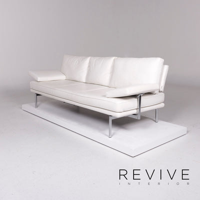 Walter Knoll Living Platform Leder Sofa Weiß Dreisitzer Funktion Couch #11379