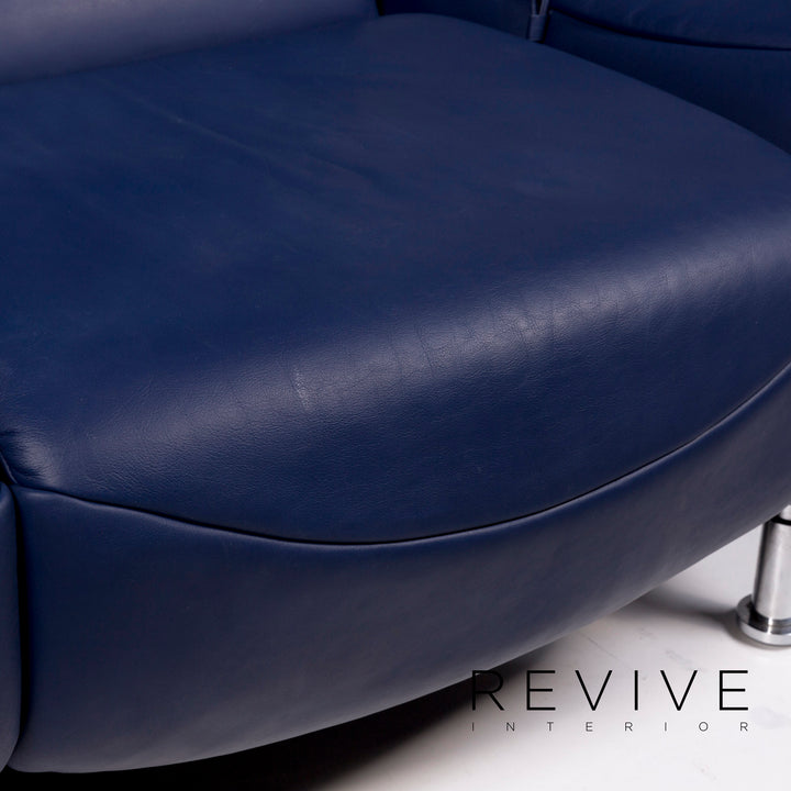de Sede DS 145 Leder Sofa Blau Zweisitzer Relaxfunktion Funktion Couch #10439