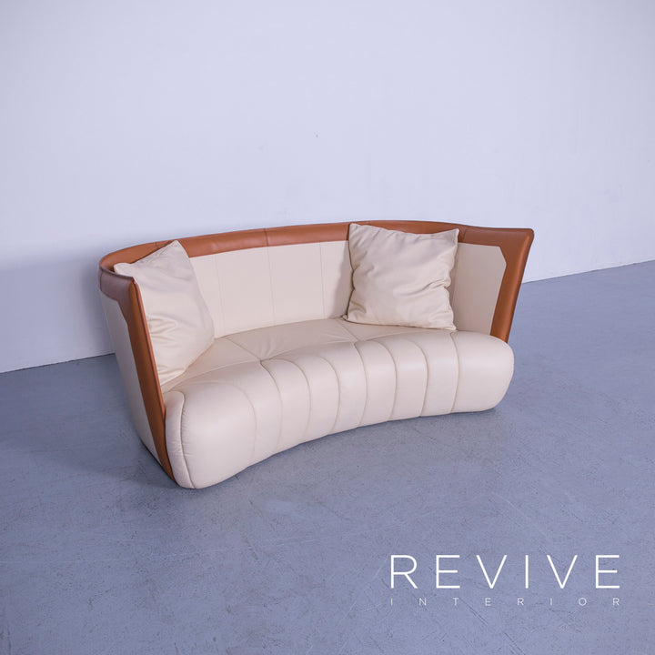 de Sede DS 146 Designer Leder Sofa Creme Beige Braun Dreisitzer Couch Echtleder #5768