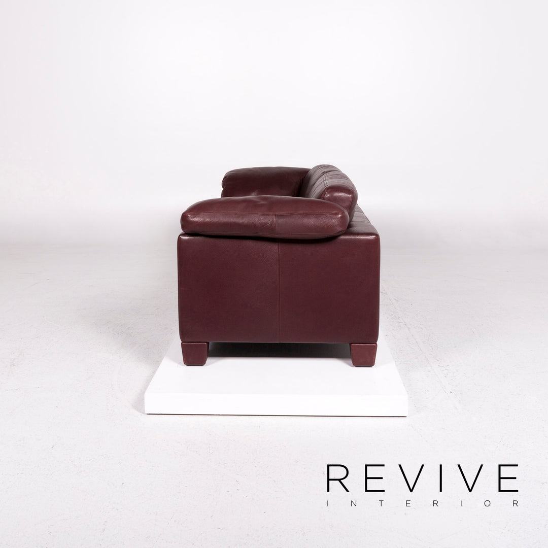 de Sede DS 17 Leder Sofa Rot Weinrot Dreisitzer Couch #11939