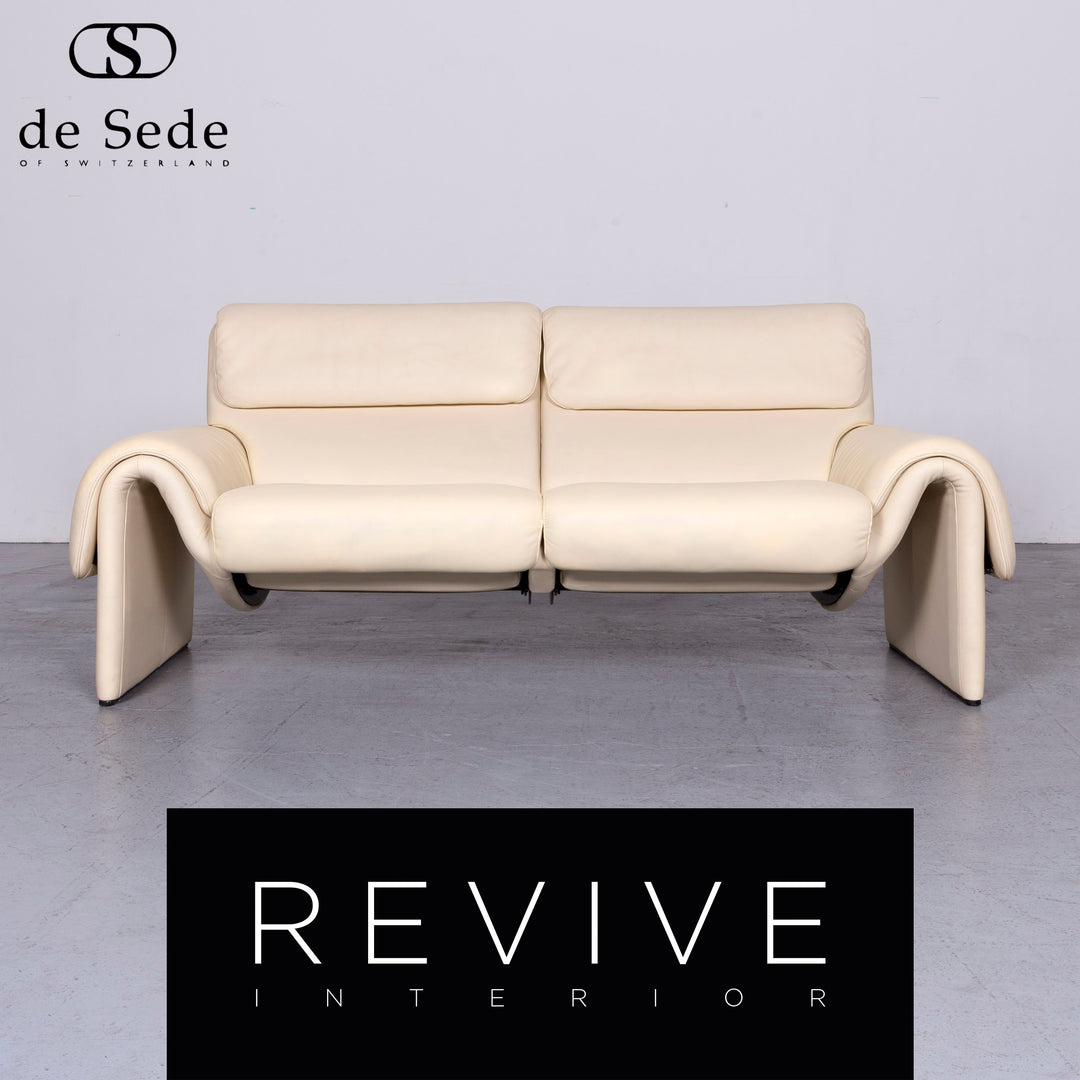 de Sede DS 2000 Designer Leder Sofa Creme Zweisitzer Echtleder Couch #6873
