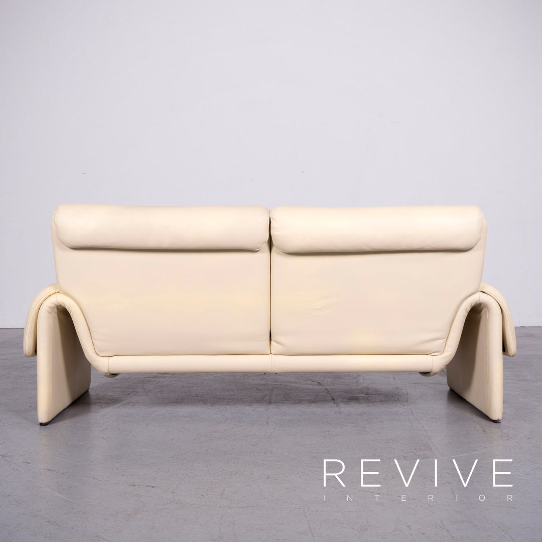 de Sede DS 2000 Designer Leder Sofa Creme Zweisitzer Echtleder Couch #6873