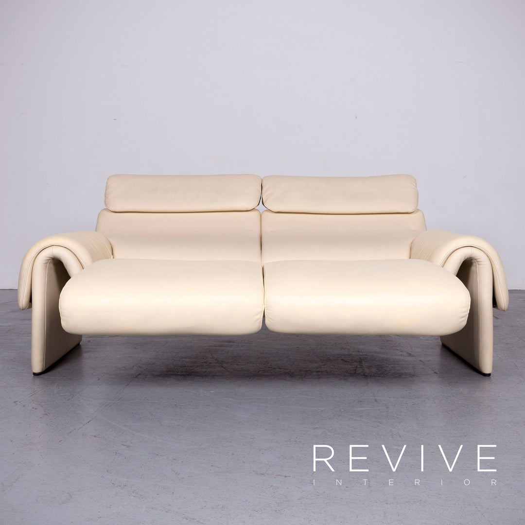 de Sede DS 2000 Designer Leder Sofa Creme Zweisitzer Echtleder Couch #6873