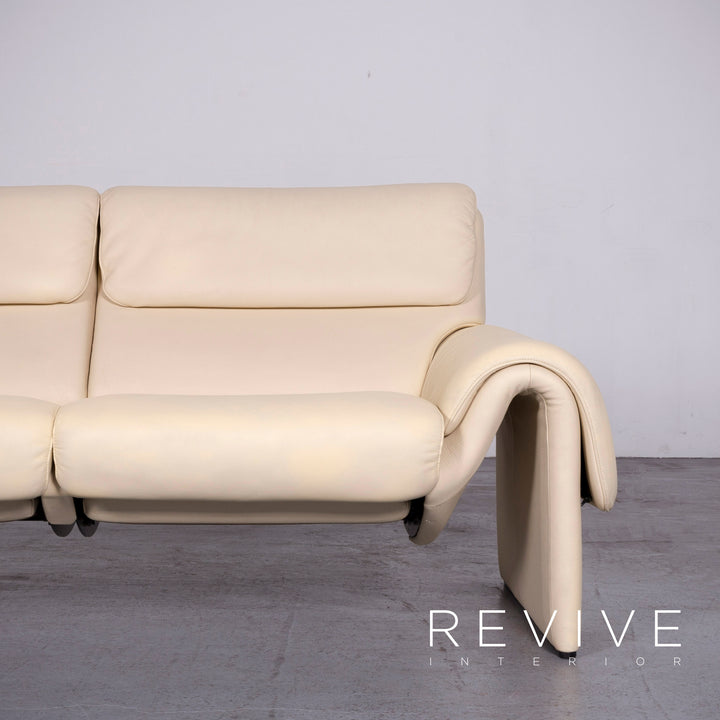 de Sede DS 2000 Designer Leder Sofa Creme Zweisitzer Echtleder Couch #6873