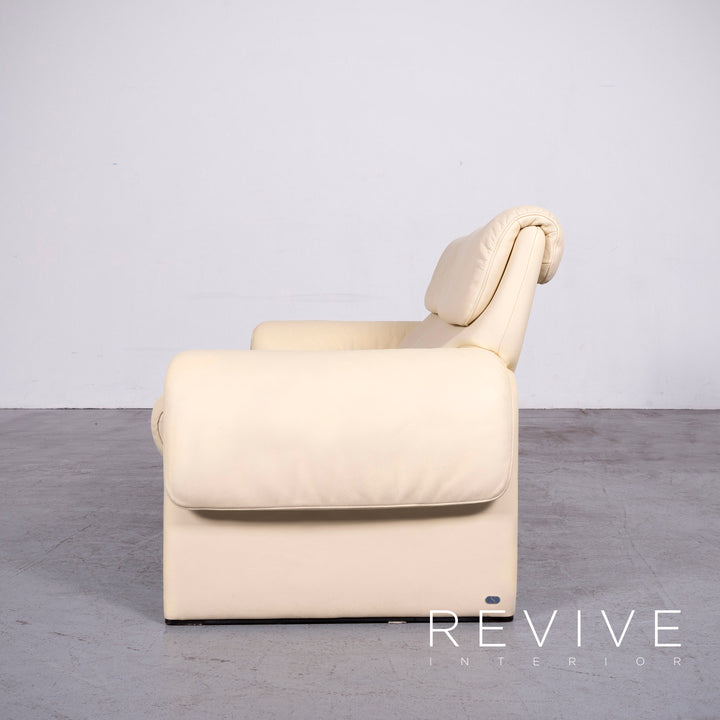 de Sede DS 2000 Designer Leder Sofa Creme Zweisitzer Echtleder Couch #6873