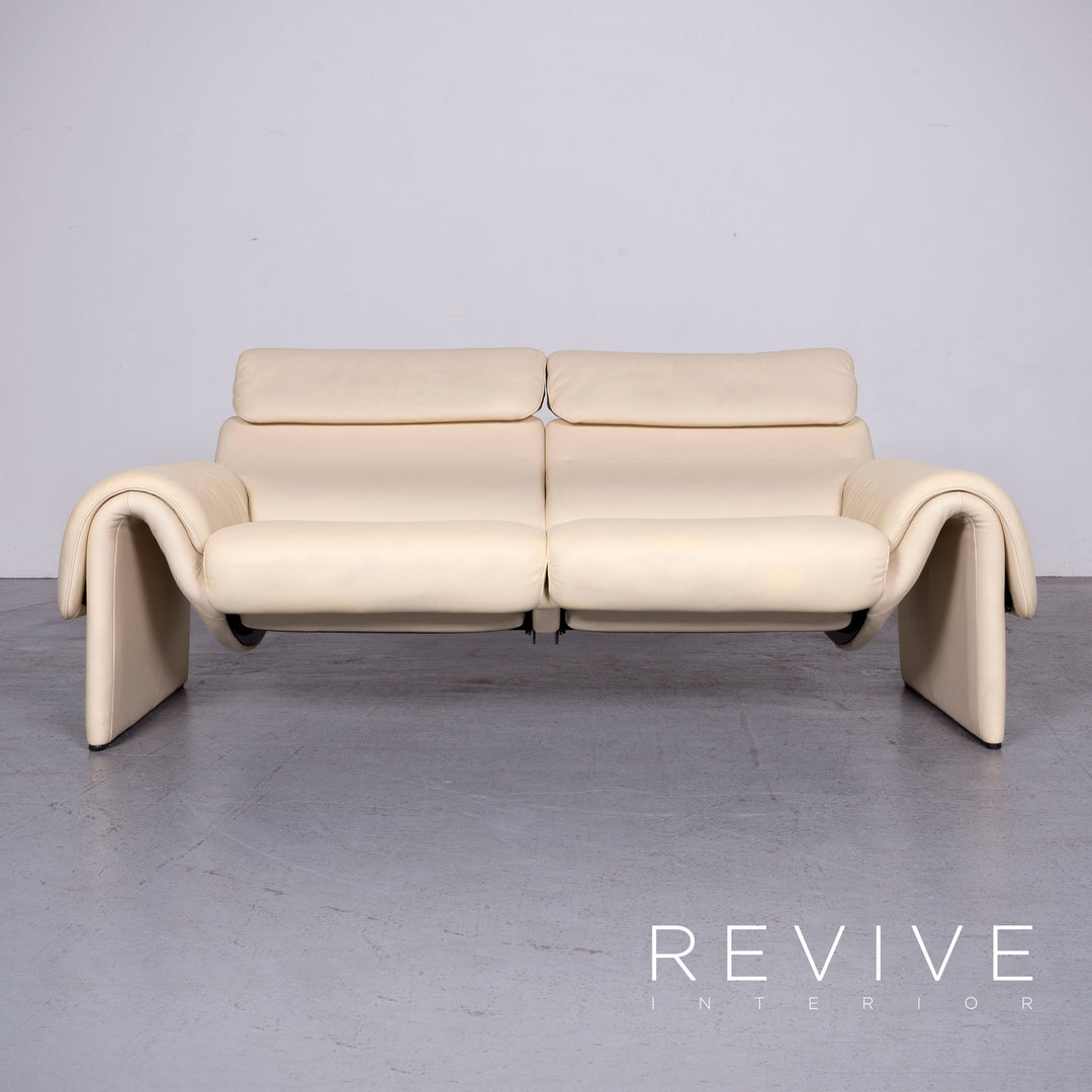de Sede DS 2000 Designer Leder Sofa Creme Zweisitzer Echtleder Couch #6873