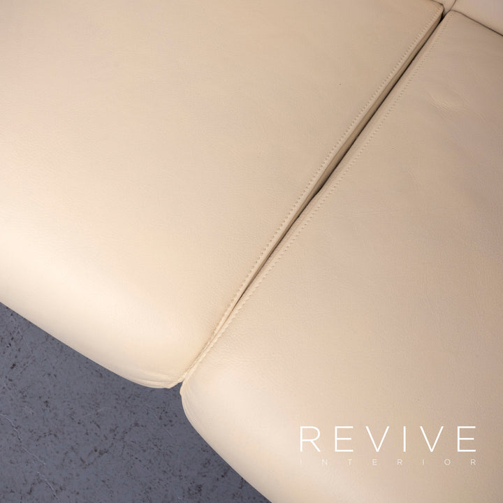 de Sede DS 2000 Designer Leder Sofa Creme Zweisitzer Echtleder Couch #6873