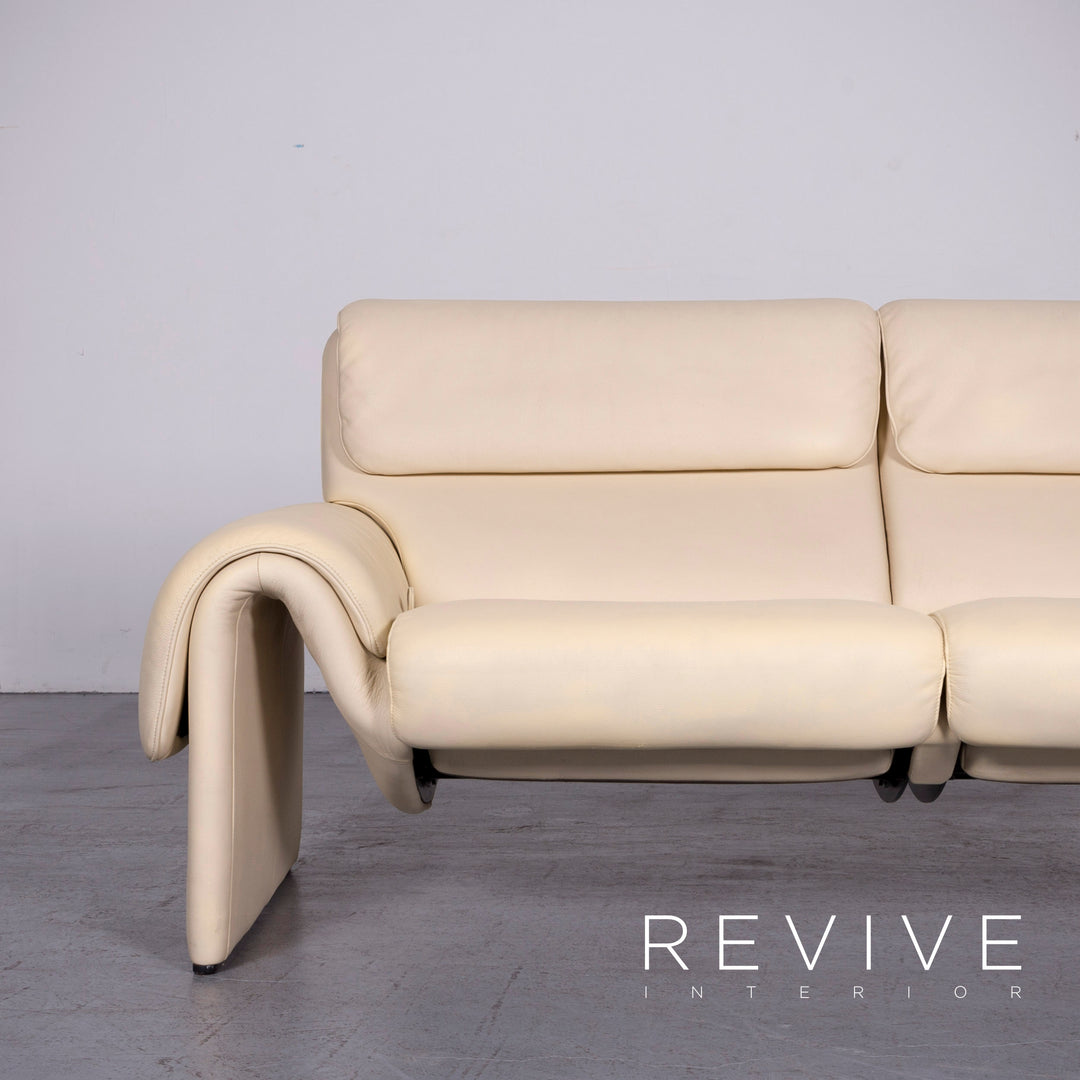 de Sede DS 2000 Designer Leder Sofa Creme Zweisitzer Echtleder Couch #6873
