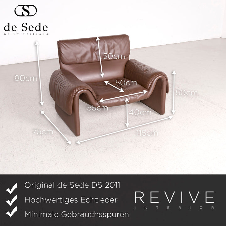 de Sede DS 2011 Designer Leder Sessel Braun Hocker Echtleder #8249