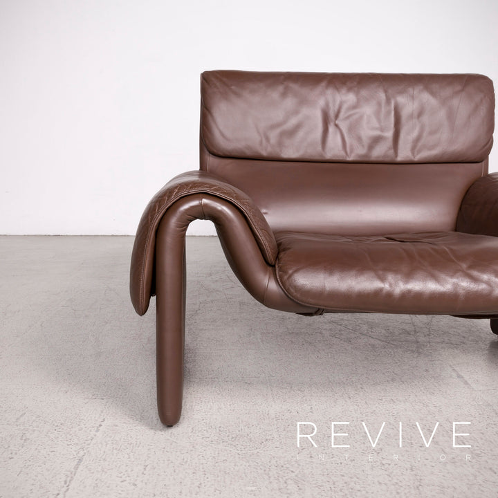 de Sede DS 2011 Designer Leder Sessel Braun Hocker Echtleder #8249