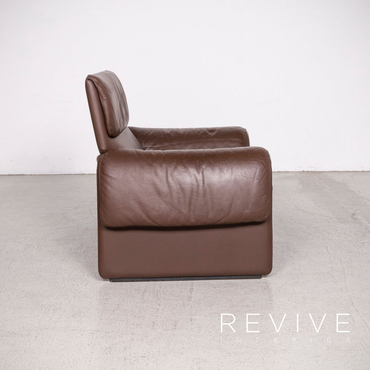 de Sede DS 2011 Designer Leder Sessel Braun Hocker Echtleder #8249