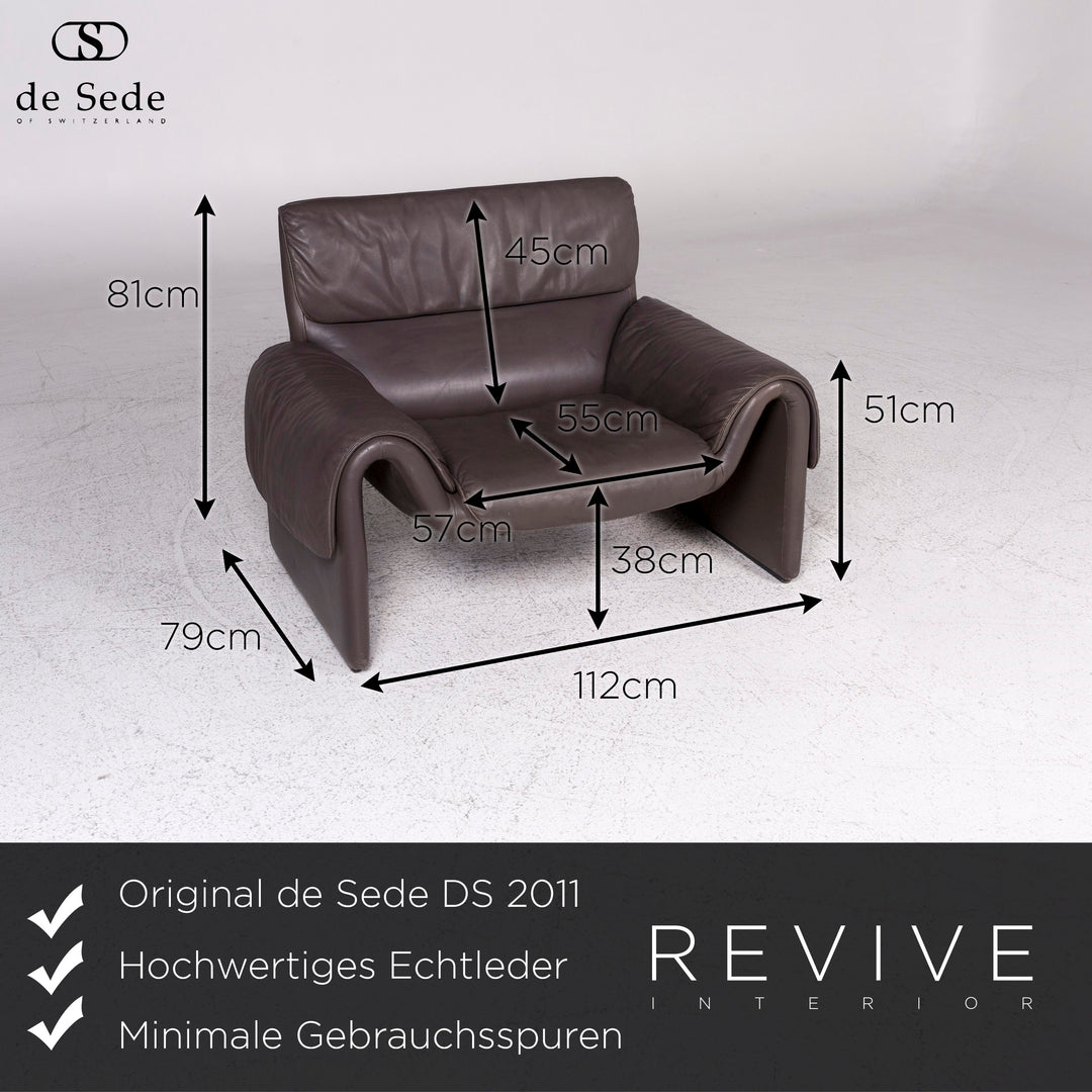 de Sede DS 2011 Designer Leder Sessel Grau #9504
