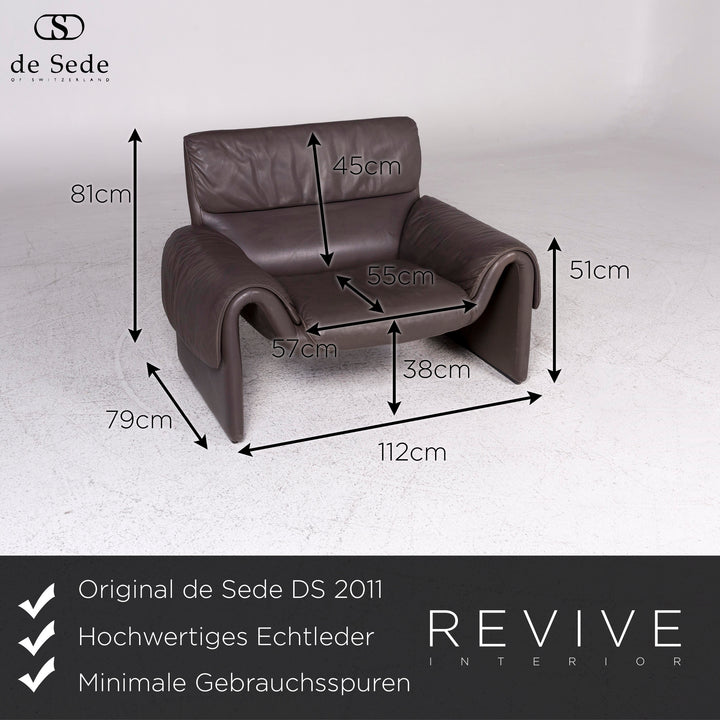 de Sede DS 2011 Designer Leder Sessel Grau #9504