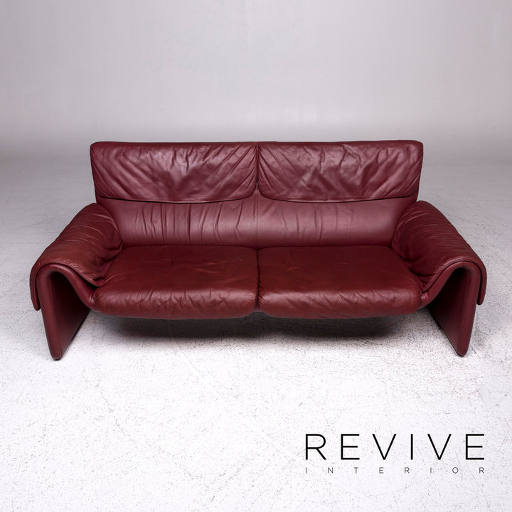 de Sede DS 2011 Designer Leder Sofa Rot Dreisitzer Couch #9501
