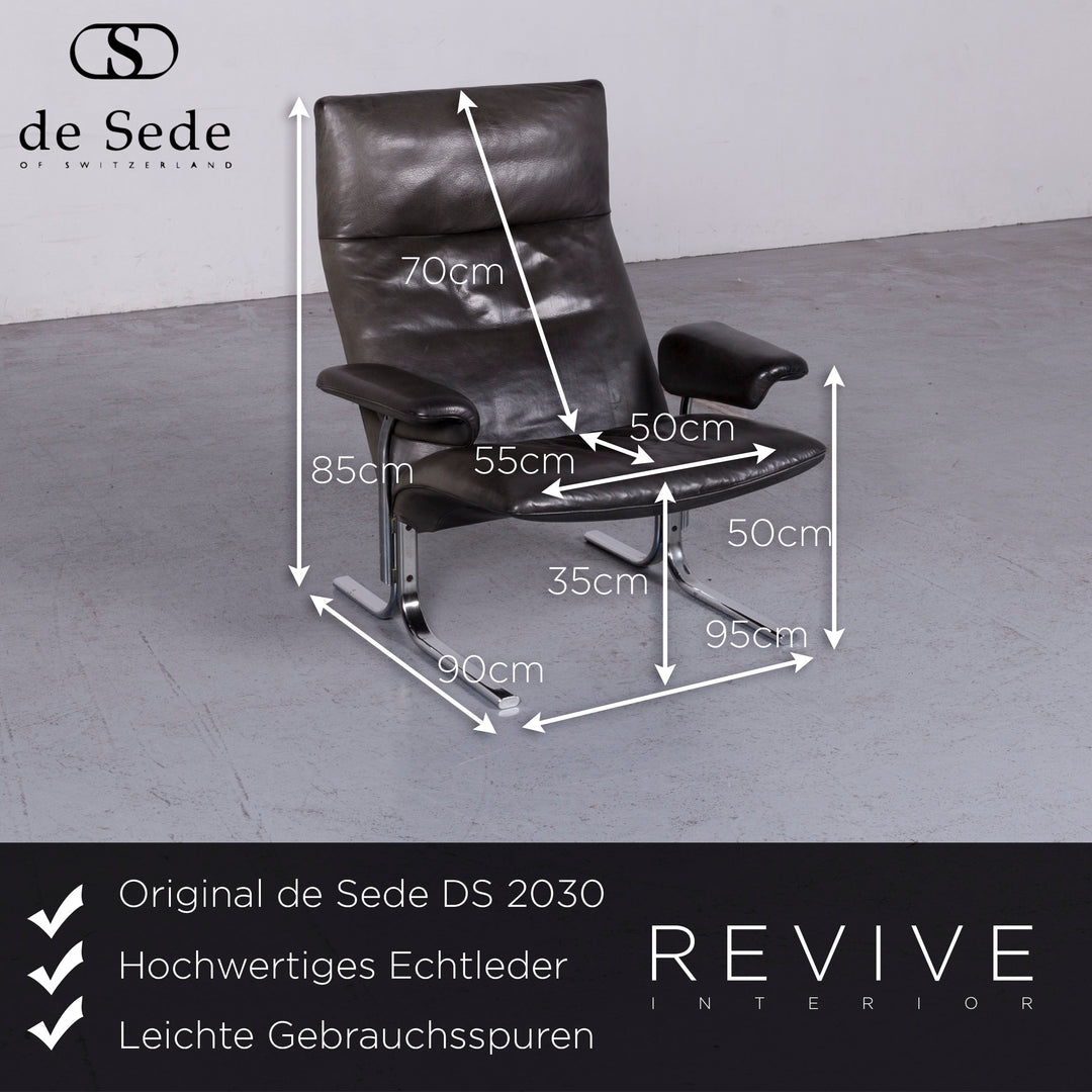 de Sede DS 2030 Designer Leder Sessel Schwarz Echtleder Stuhl #7064