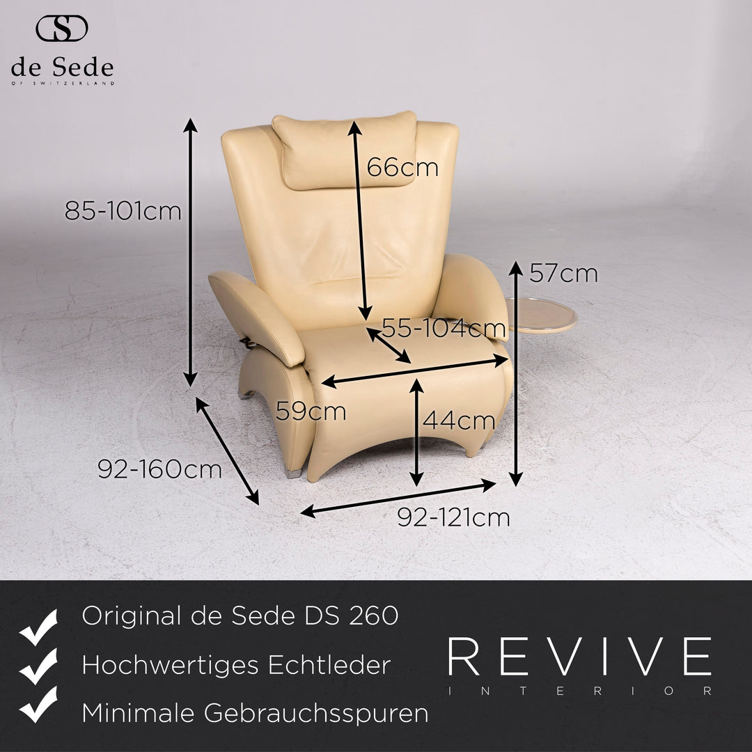 de Sede DS 260 Designer Leder Sessel Beige Relax Funktion #9492