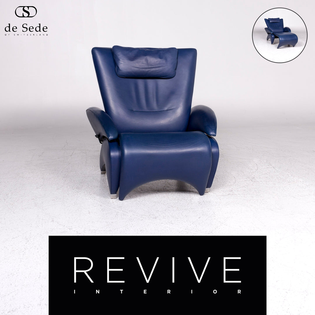 de Sede DS 260 Designer Leder Sessel Blau Relax Funktion #9493