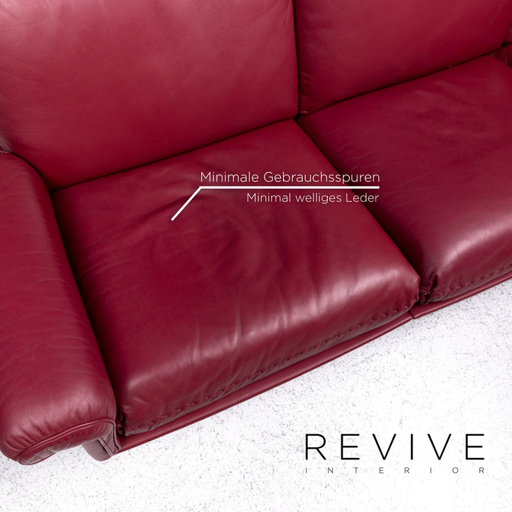de Sede DS 31 Leder Sofa Rot Dreisitzer Couch #9497