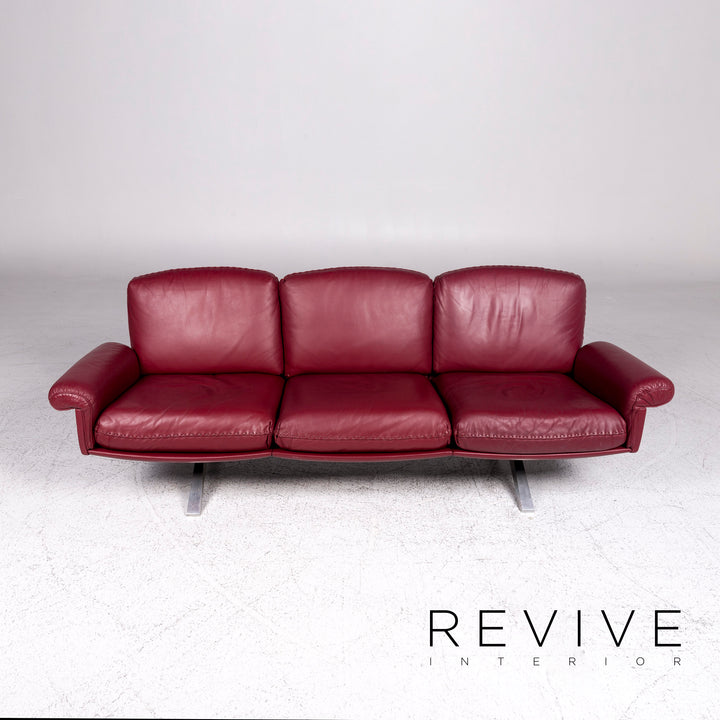 de Sede DS 31 Leder Sofa Rot Dreisitzer Couch #9497