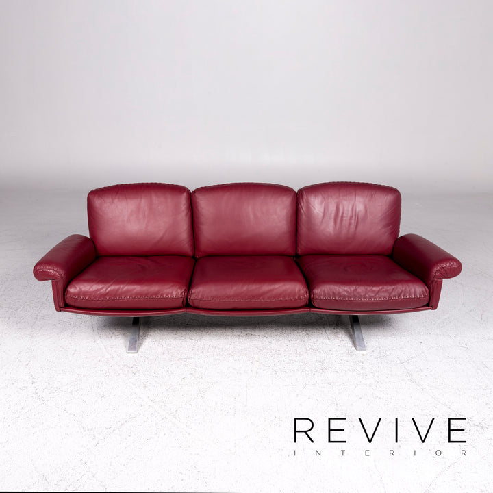 de Sede DS 31 Designer Leder Sofa Garnitur Rot 1x Dreisitzer 2x Sessel 1x Hocker #9594