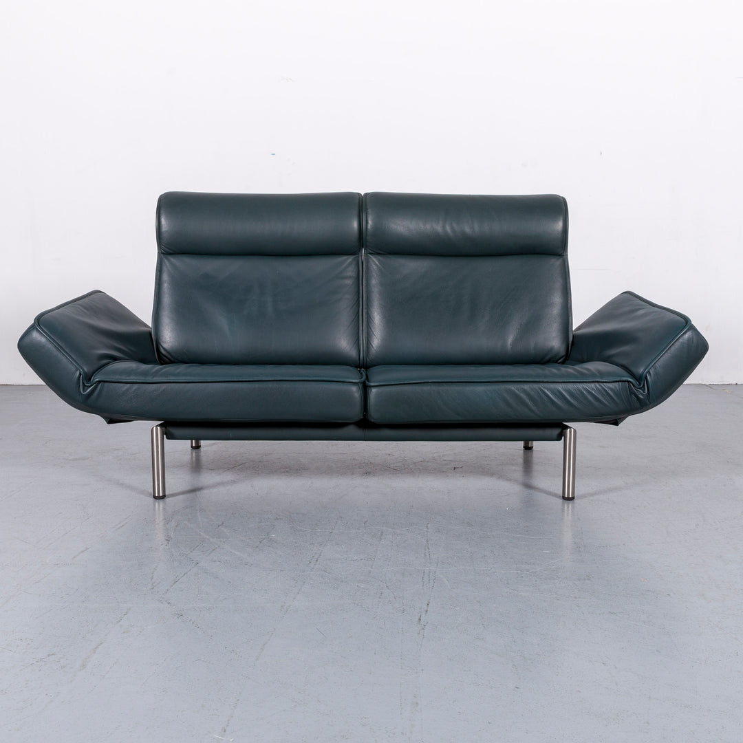 de Sede DS 450 Designer Leder Sofa Grün Dunkel Zweisitzer Couch Funktion Relax #6014