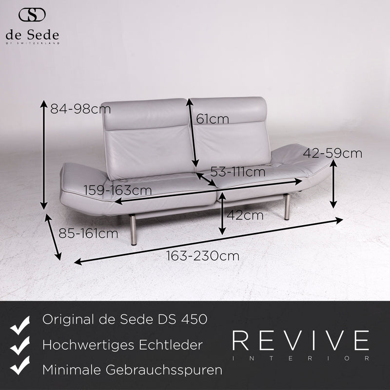 de Sede DS 450 Thomas Althaus Leder Sofa Grau Zweisitzer Relax Funktion Couch 