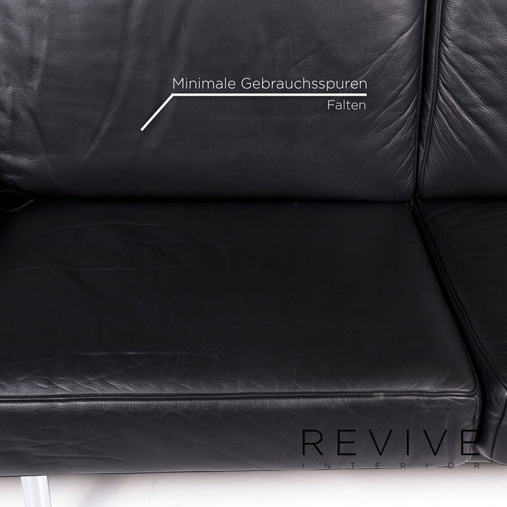 de Sede DS 460 Leder Sofa Schwarz Dreisitzer Relaxfunktion Funktion Couch #11119