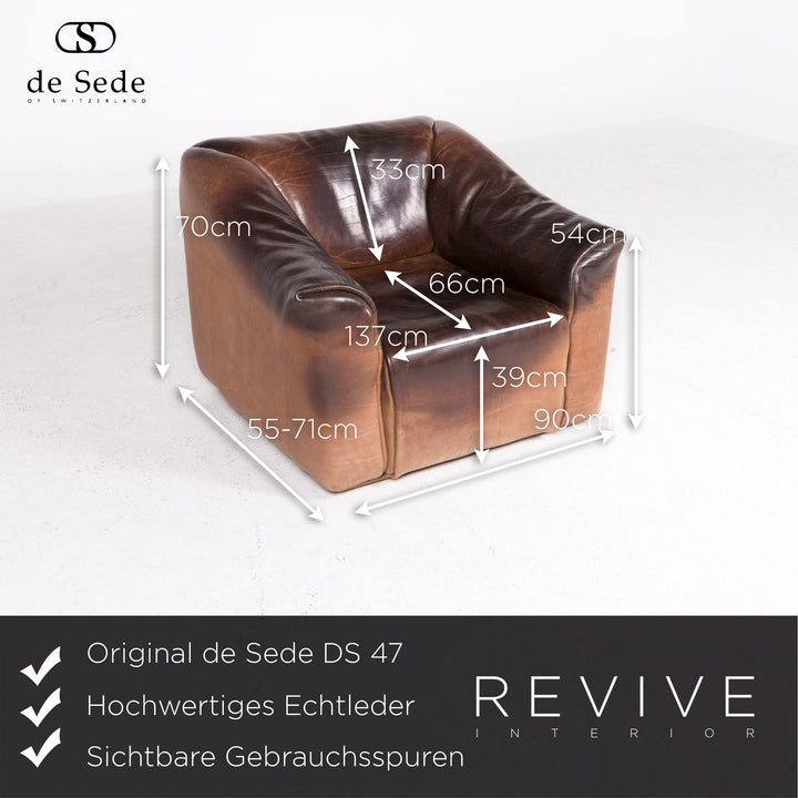 de Sede DS 47 designer leather sofa armchair stool set genuine leather two-seater three-seater couch aniline #8680