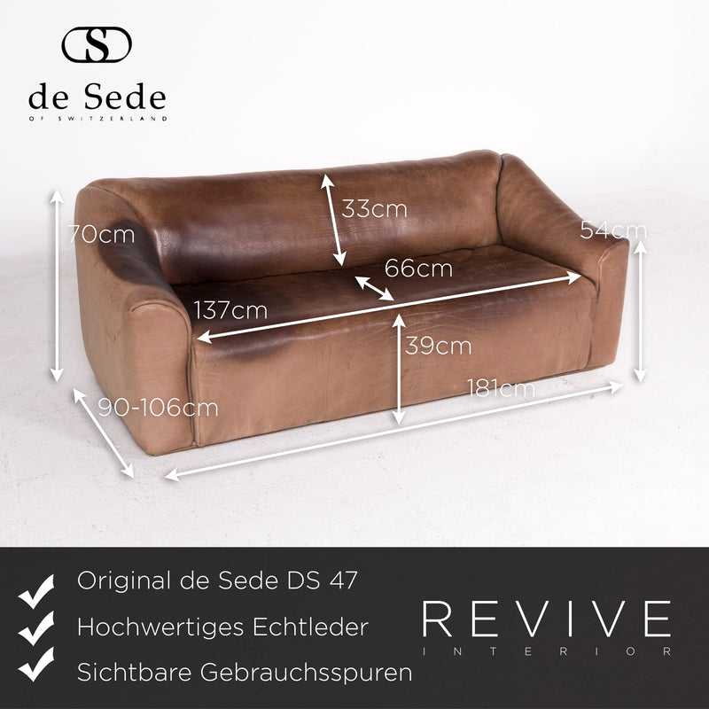de Sede DS 47 Designer Leder Sofa Sessel Hocker Garnitur Echtleder Zweisitzer Dreisitzer Couch Anilin 