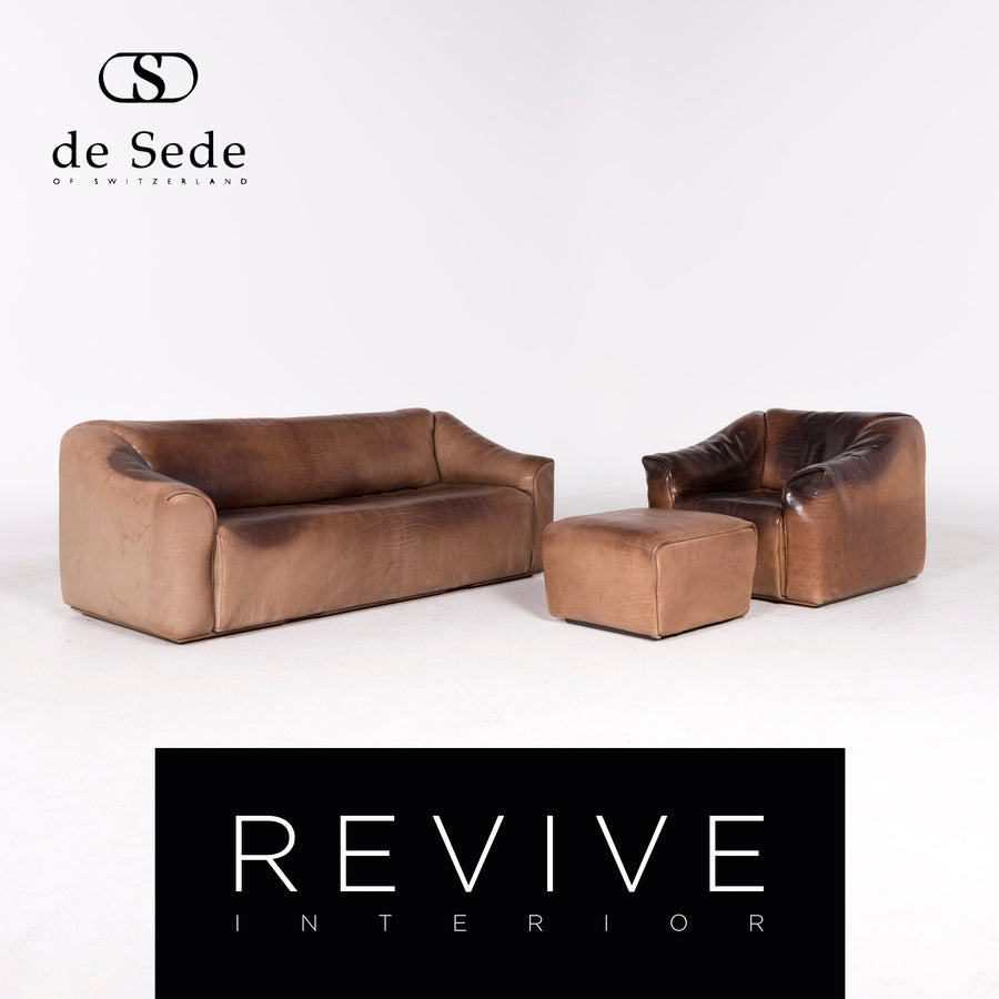 de Sede DS 47 designer leather sofa armchair stool set genuine leather two-seater three-seater couch aniline #8680