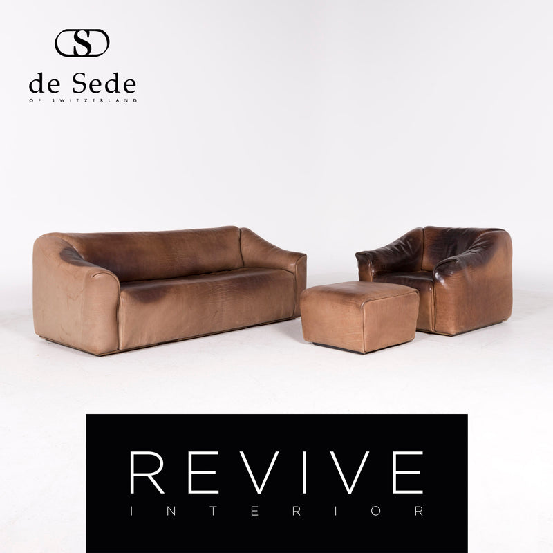 de Sede DS 47 Designer Leder Sofa Sessel Hocker Garnitur Echtleder Zweisitzer Dreisitzer Couch Anilin 