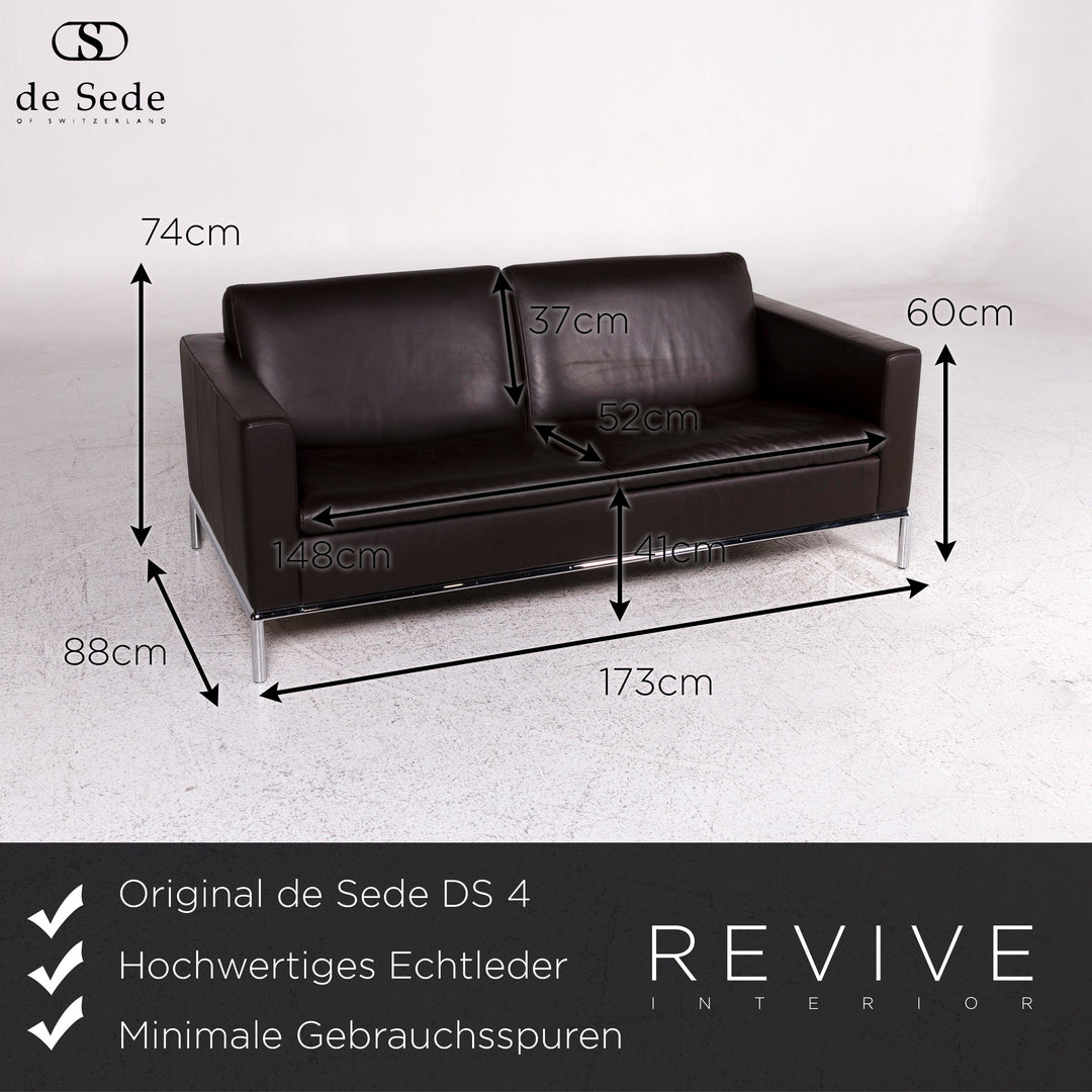 de Sede DS 4 Leder Sofa Braun Zweisitzer Couch #9698