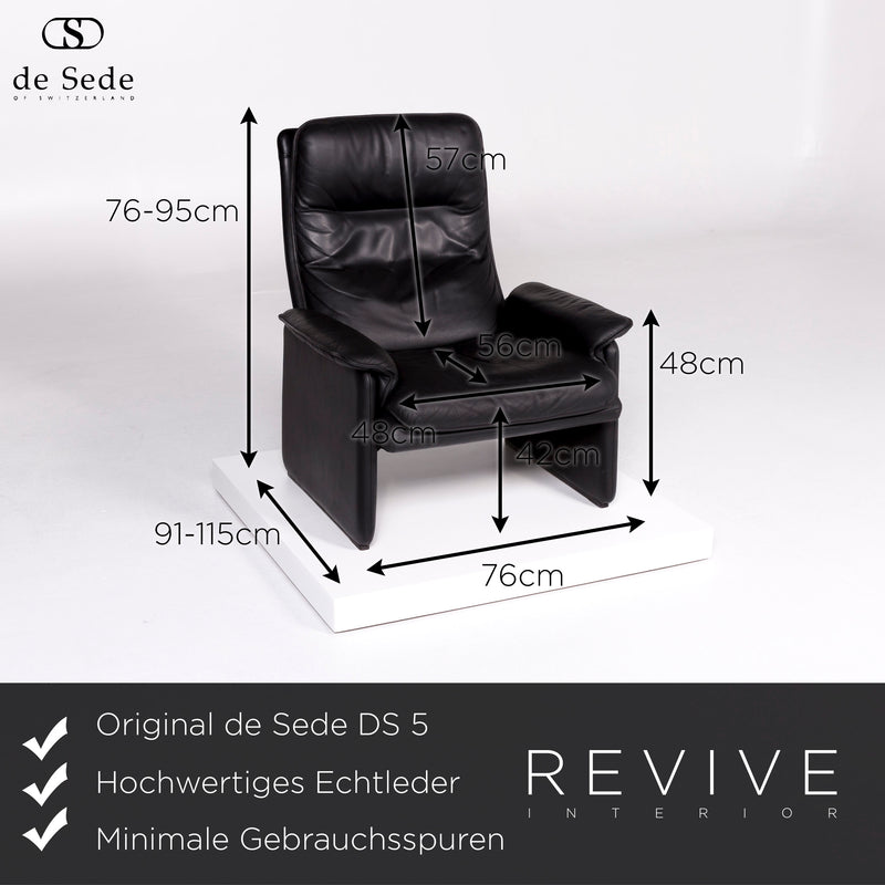 de Sede DS 50 Leder Sessel Garnitur Schwarz 2x Sessel Relaxfunktion Funktion 