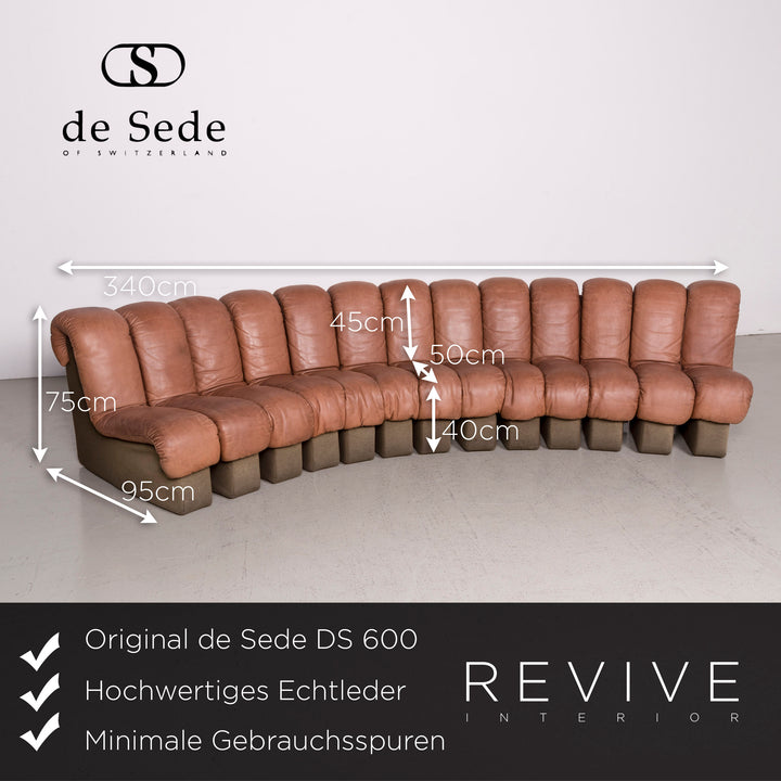 de Sede DS 600 Leder Sofa Braun by Berger, Peduzzi-Riva, Ulrich & Vogt Echtleder Couch #7584