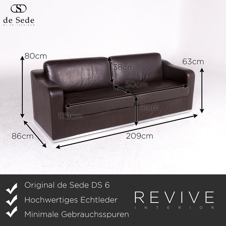 de Sede DS 6 Leder Sofa Braun Zweisitzer Couch #9515