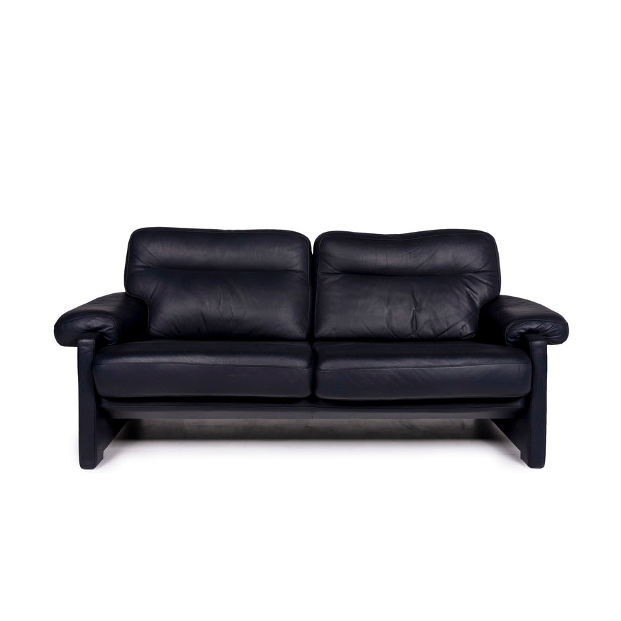de Sede DS 70 Leder Sofa Blau Dunkelblau Zweisitzer Couch #11173