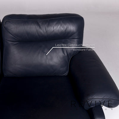 de Sede DS 70 Leder Sofa Blau Dunkelblau Zweisitzer Couch #11172