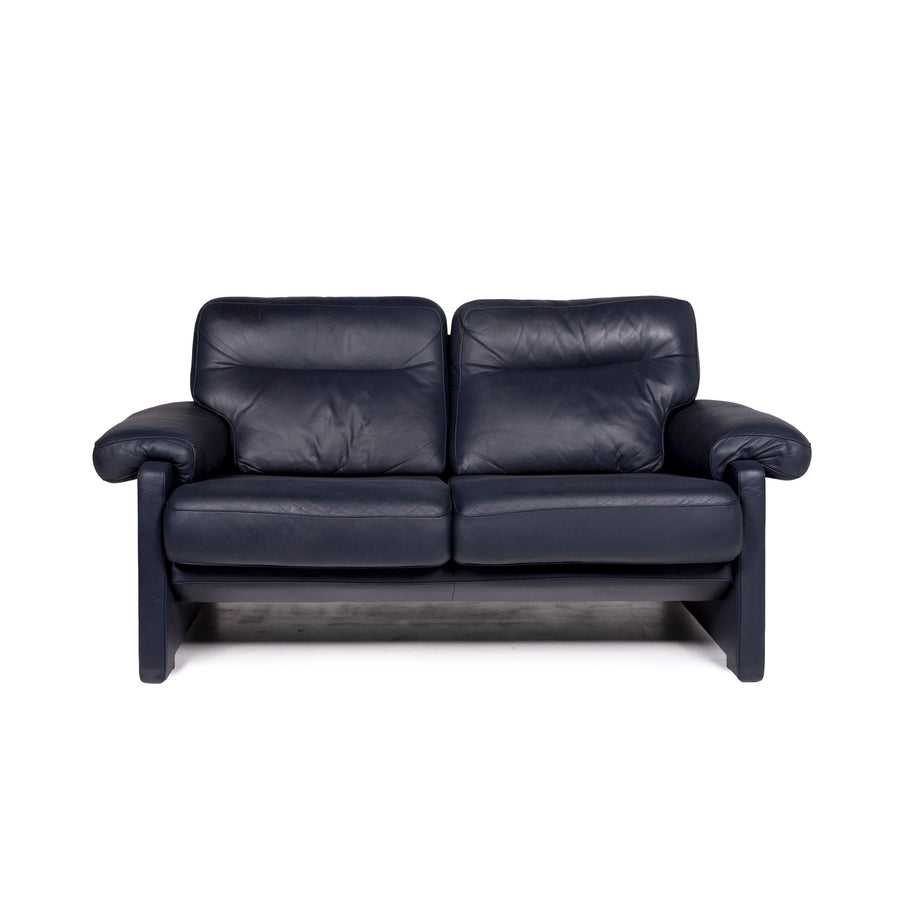 de Sede DS 70 Leder Sofa Blau Dunkelblau Zweisitzer Couch #11172