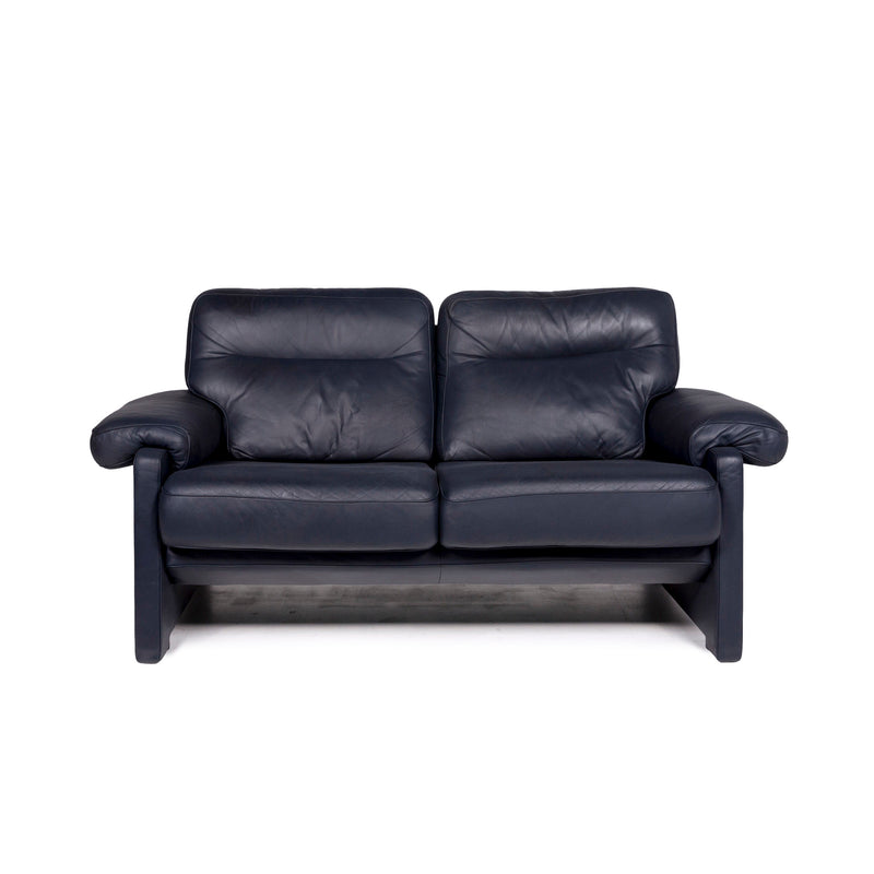 de Sede DS 70 Leder Sofa Blau Dunkelblau Zweisitzer Couch 