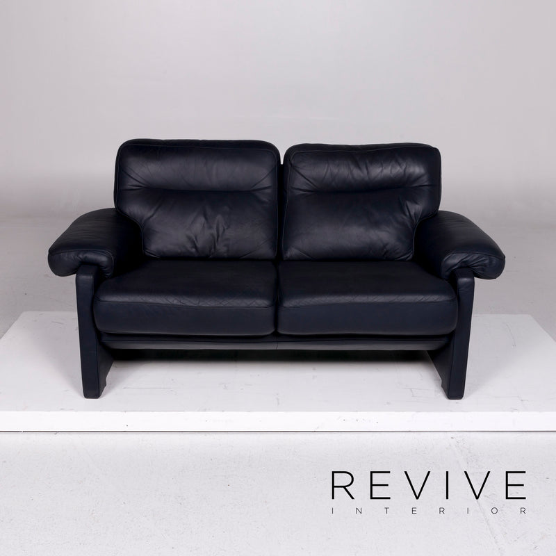 de Sede DS 70 Leder Sofa Blau Dunkelblau Zweisitzer Couch 