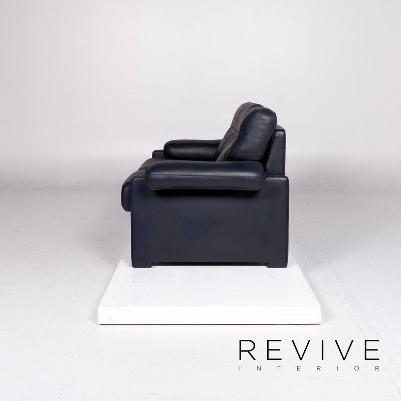 de Sede DS 70 Leder Sofa Blau Dunkelblau Zweisitzer Couch 