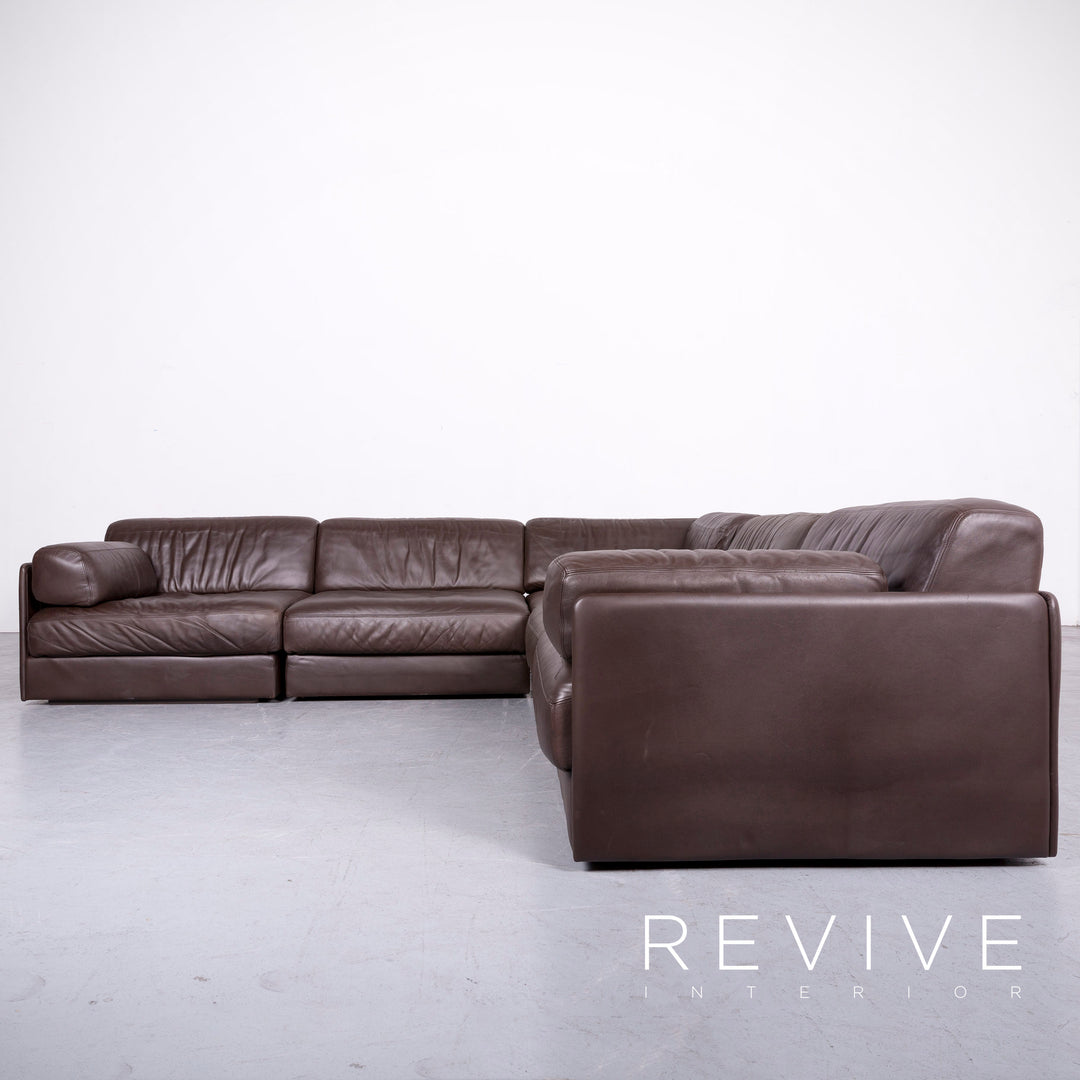 de Sede DS 76 Designer Leder Sofa Braun Echtleder Ecksofa Couch mit Hocker #6858